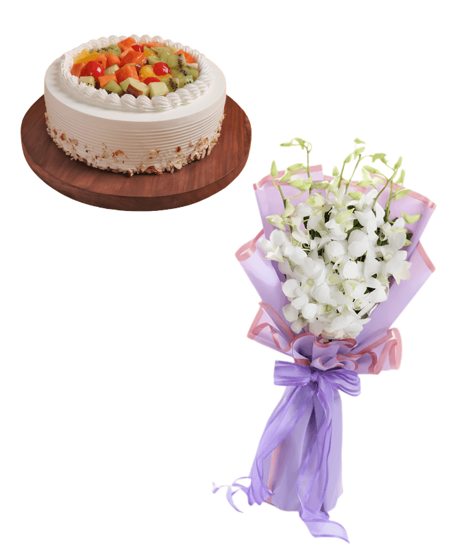 Snowy Orchids & Fruit Cake