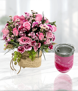 Pink Floral Sipper Combo