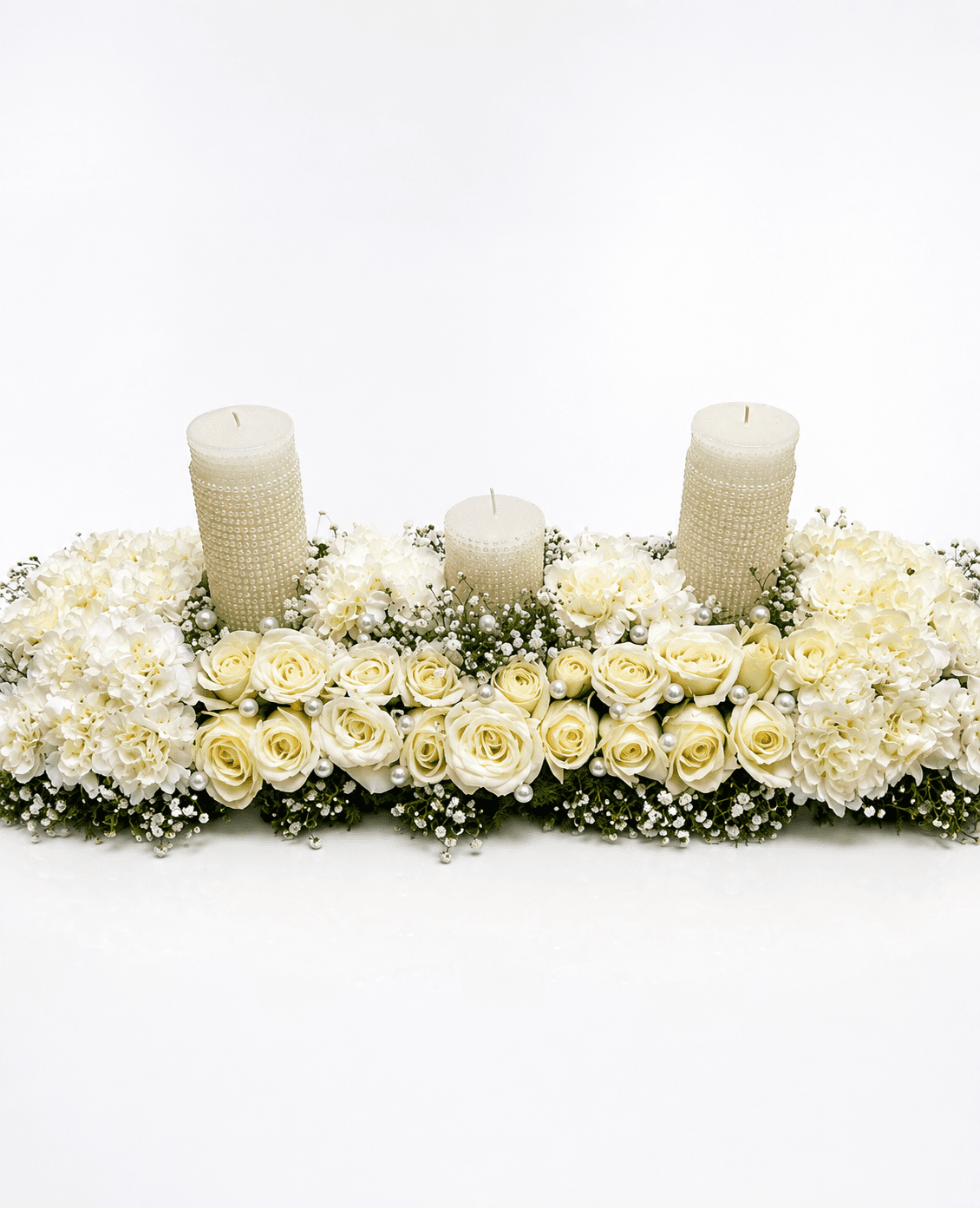 White Funeral Candle Arrangement