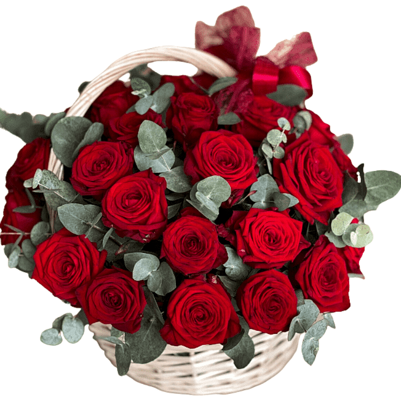 Exotic Red Roses Basket