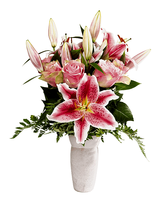 Pink Lilies and Roses