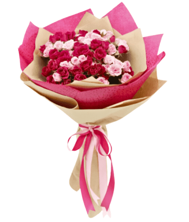 dark pink rose,light pink rose, dark pink rose and light pink rose handbunch