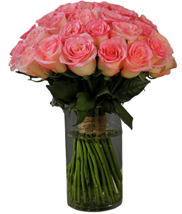 Pink Jumelia Rose vase arrangement