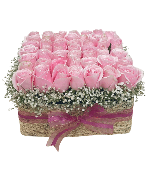 sweet pink roses bed arrangement