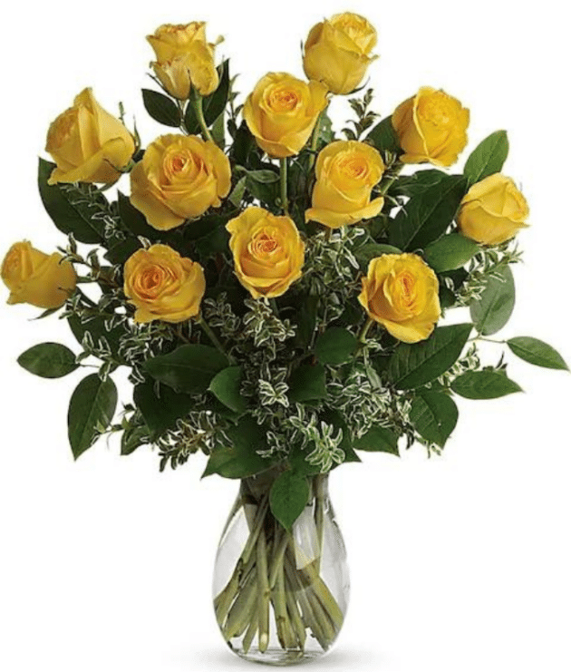 Yellow roses in vase