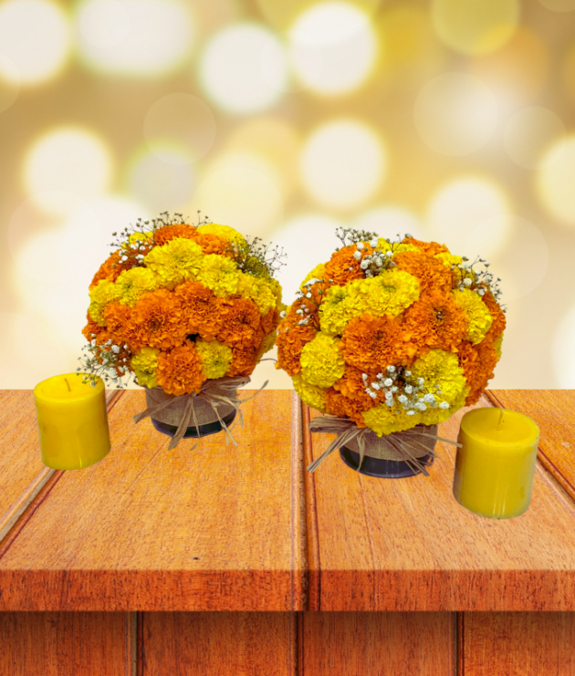 Indian festive Marigold Floral arrangement